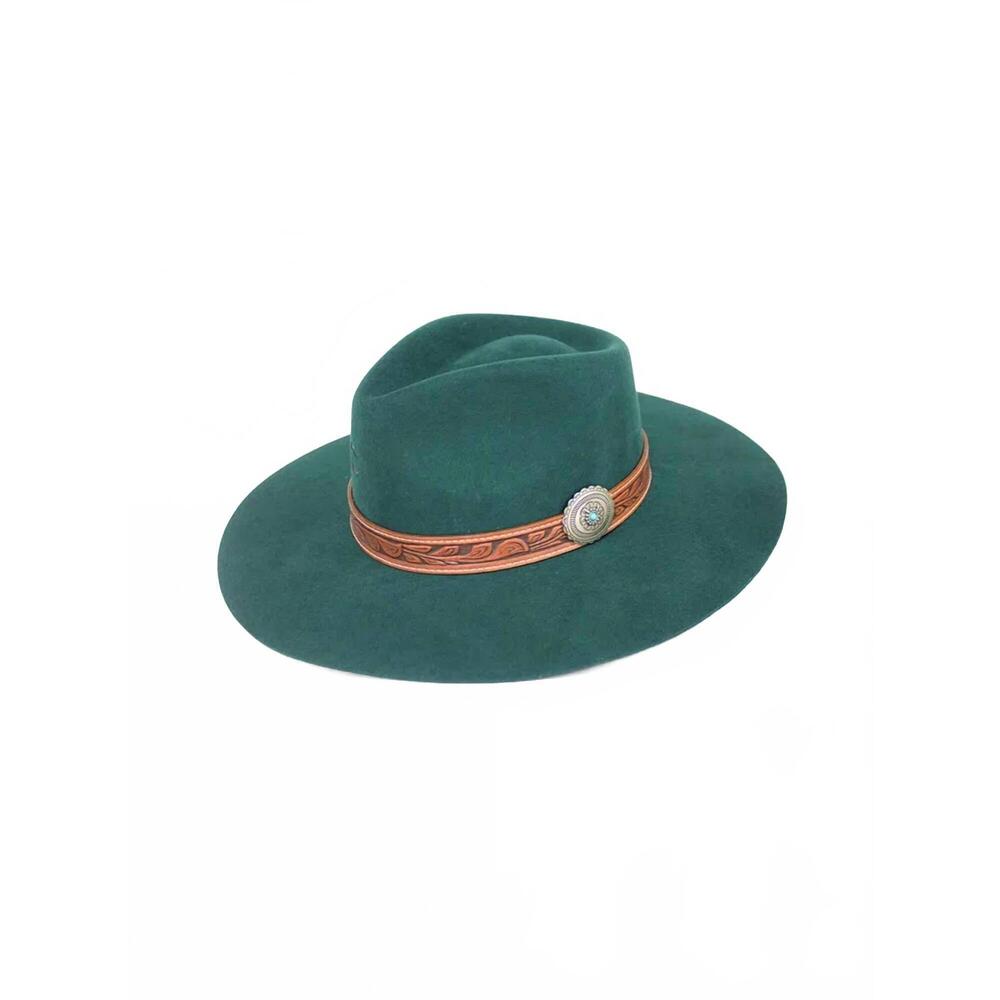 NEW CHARLIE 1 HORSE women's white sands felt hat in green